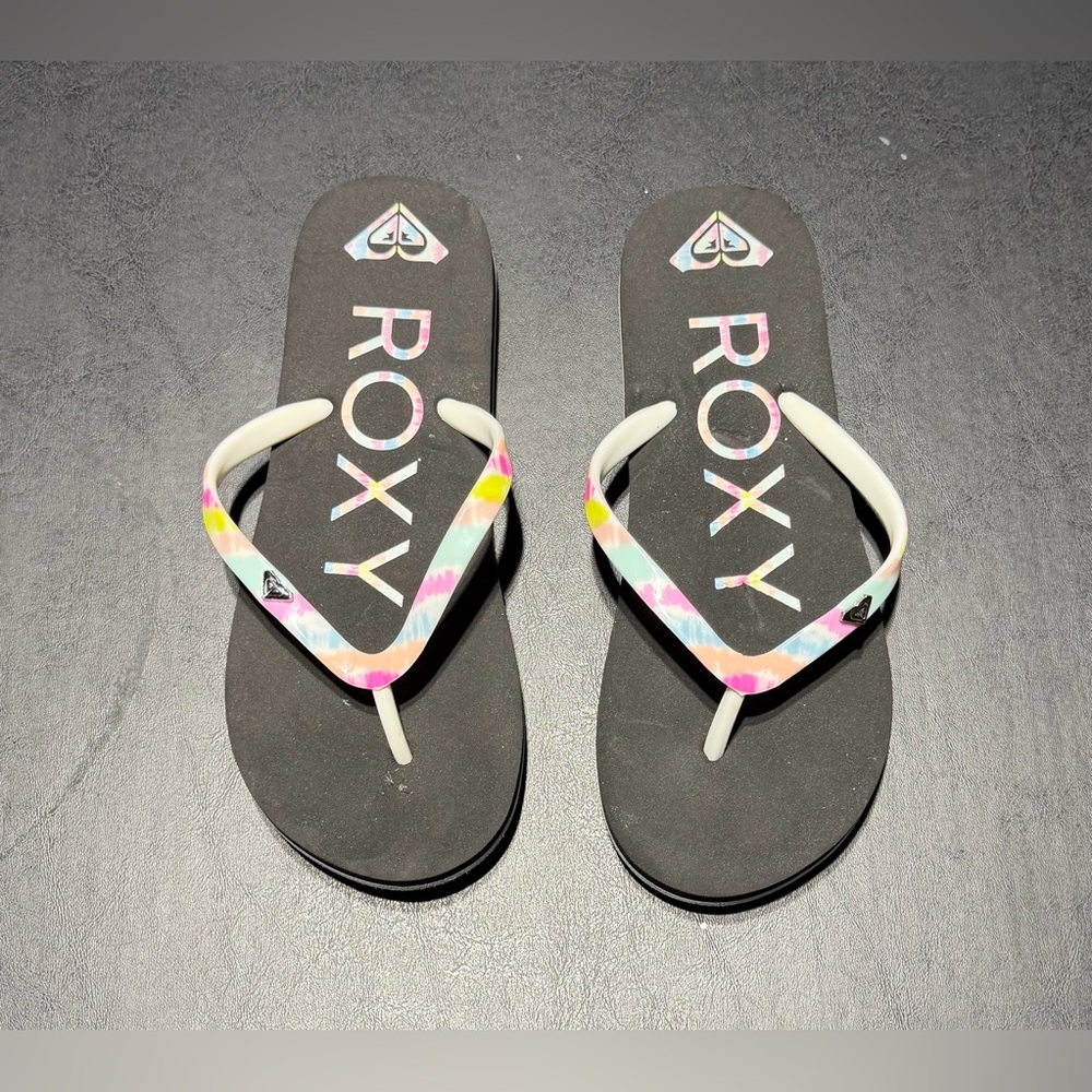 Girls Size 2 / 3 Roxy Rainbow Flip Flops
